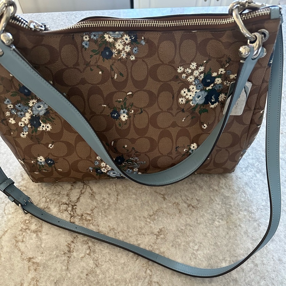 Coach bag with floral detail. Like new condition